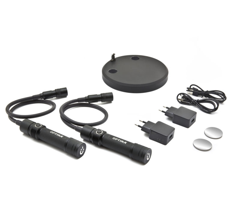Pair of arm illuminators, magnetic fixing plates, metal base, USB powered