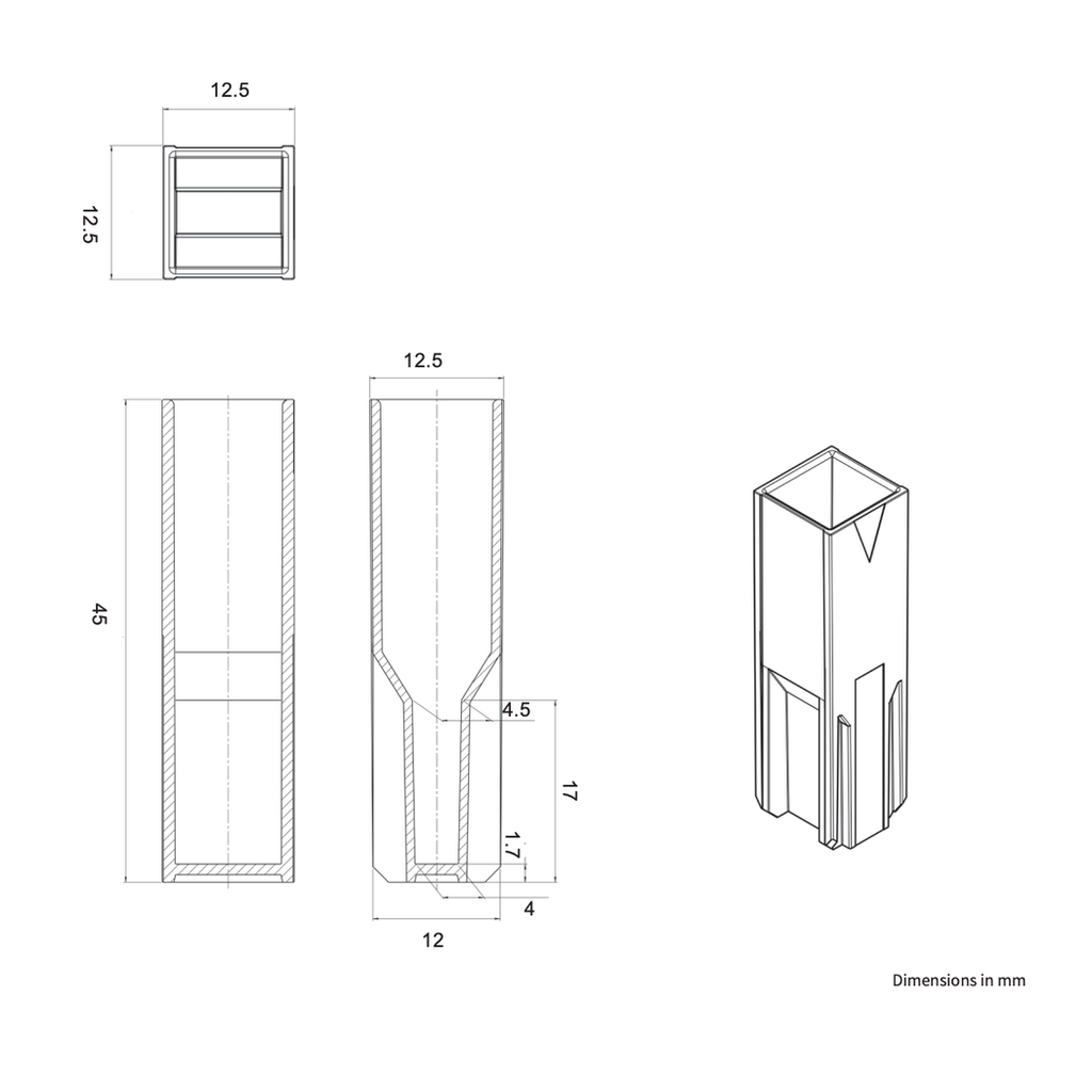 759076D Semi-micro Polystyrene Cuvette, 1.5ml-3.0ml, 100-pack.png