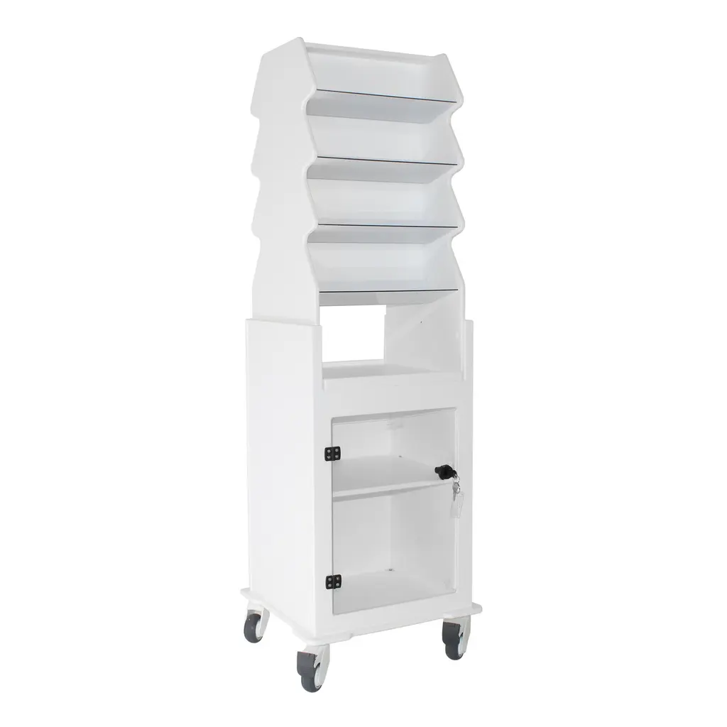 Tall Narrow Suture Medical Cart with Clear Lockable Door.webp