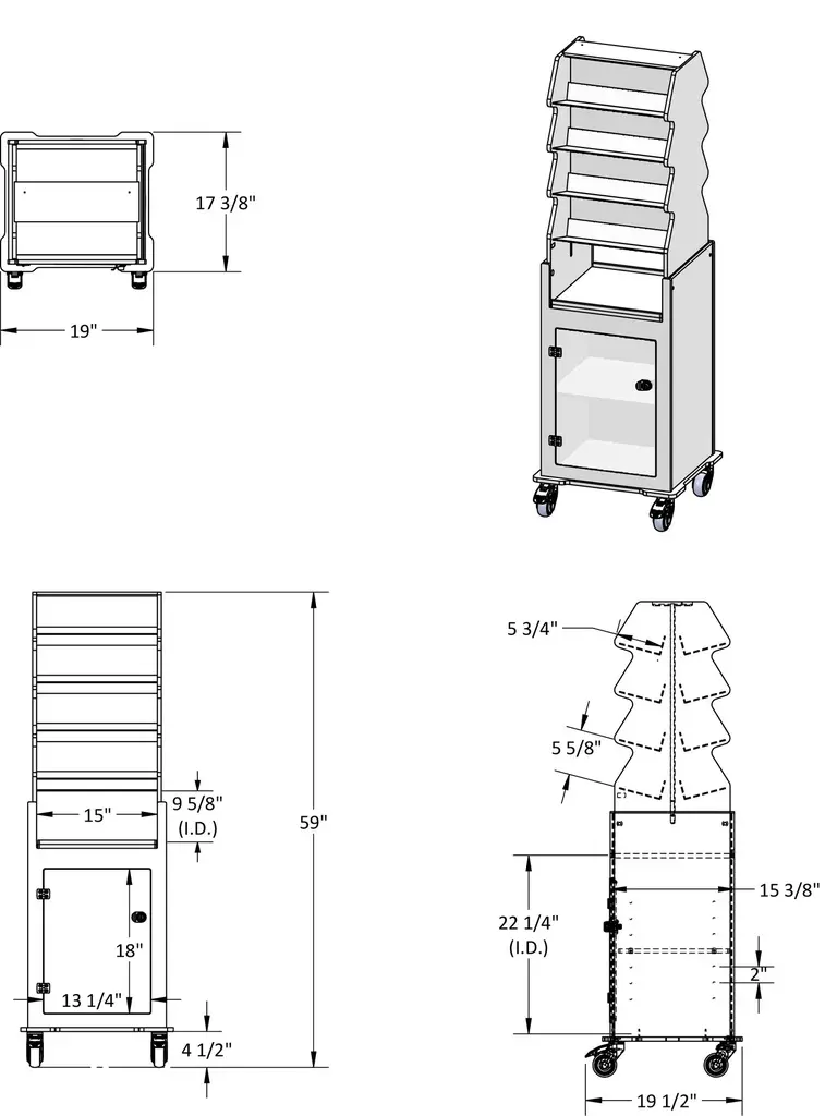Tall Narrow Suture Medical Cart with Clear Lockable Door (1).webp