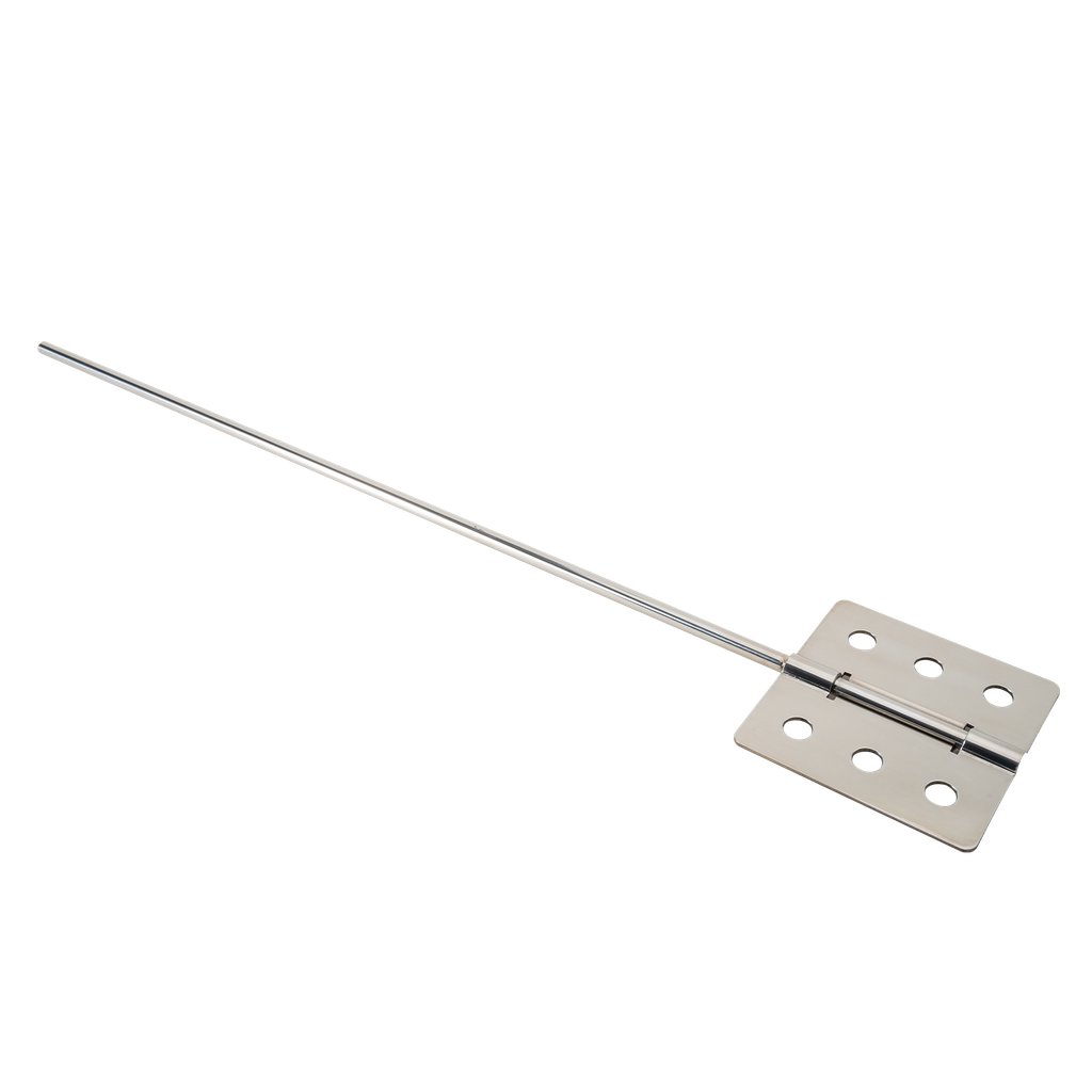 Paddle Stirrer, 316L stainless steel. Shaft length 600mm x 8mm diameter. Impeller 100mm width x 100mm height.