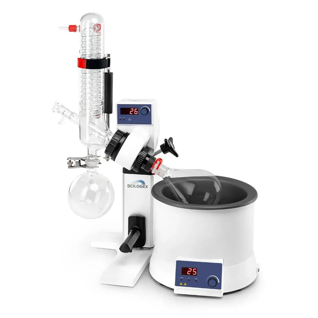 SCILOGEX SCI100-S 5L Rotary Evaporator, Vertical Coiled Condenser, Manual Lift