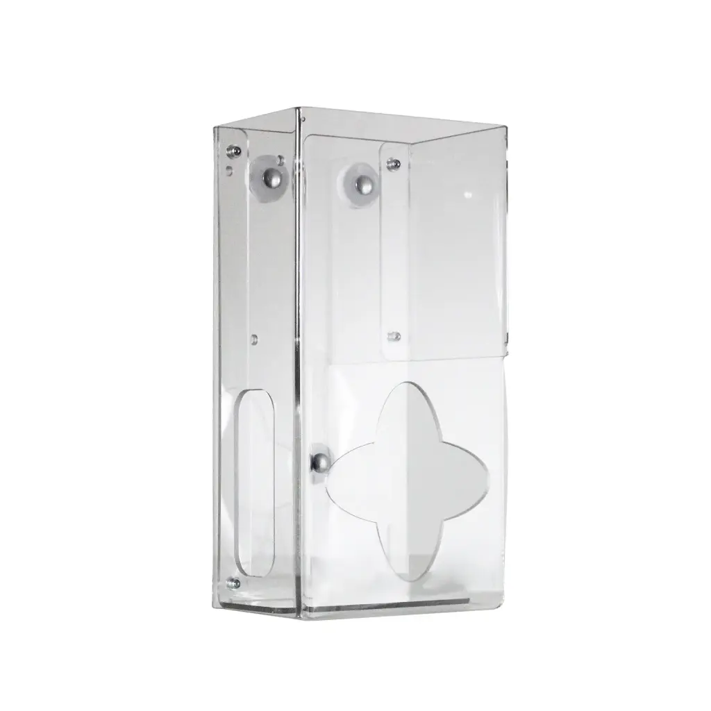 Vertical Two-Bin Small Clear Kimwipe Dispenser Magnet Mount