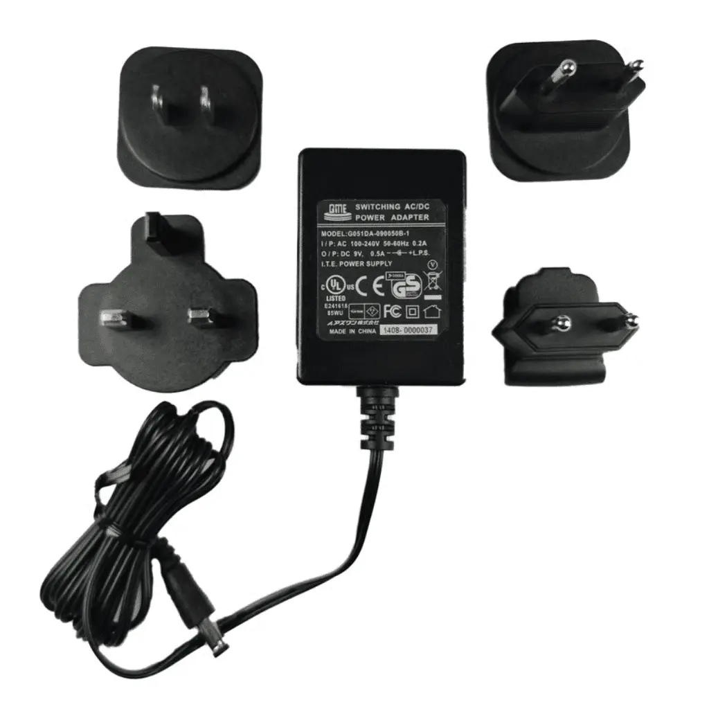 9V Switching Power Adapter (Input: 100-240V) with Universal Plugs