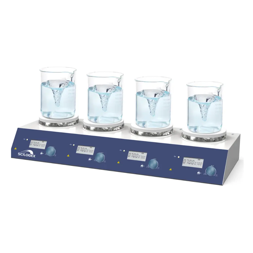 SCILOGEX SCI-S4 4-Channel Stirrer, Ceramic Plate, 110V, 50/60Hz, US Plug