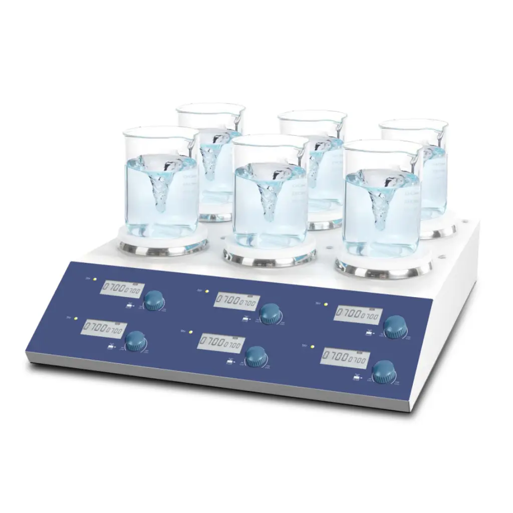 SCILOGEX SCI-S6 6-Channel Stirrer, Ceramic Plate, 110V, 50/60Hz, US Plug