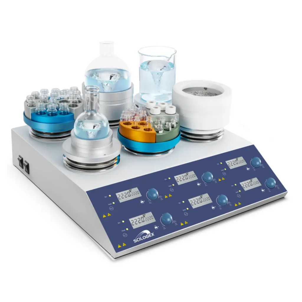 SCILOGEX SCI280-HS6 280C Digital Hotplate-Stirrer 6-Channel, Ceramic Plate, 110V, 50/60Hz, US Plug