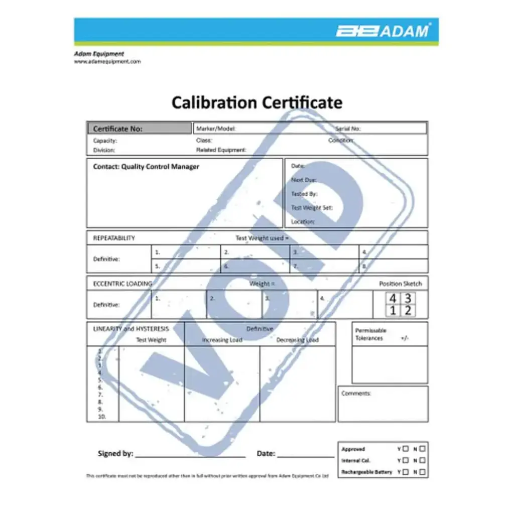 Calibration Certificate for AELP, PT, PTS