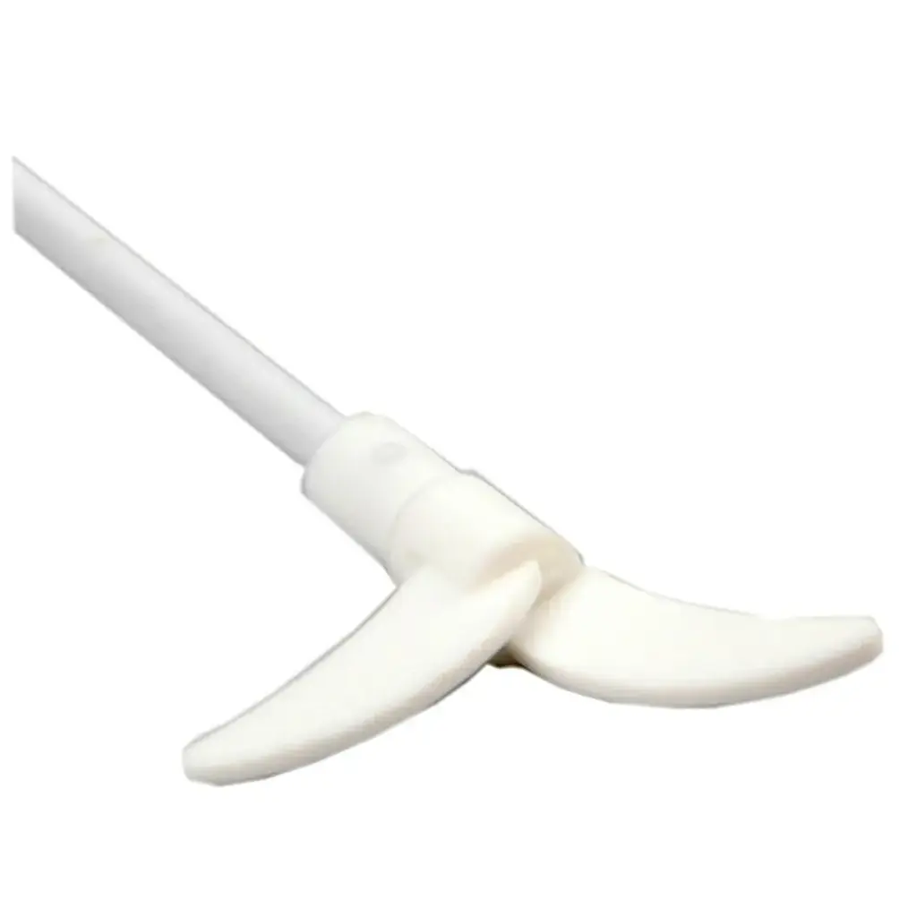 Centrifrugal stirrer, PTFE coated. Shaft 300mm long x 6mm diameter. Impeller width 90mm.
