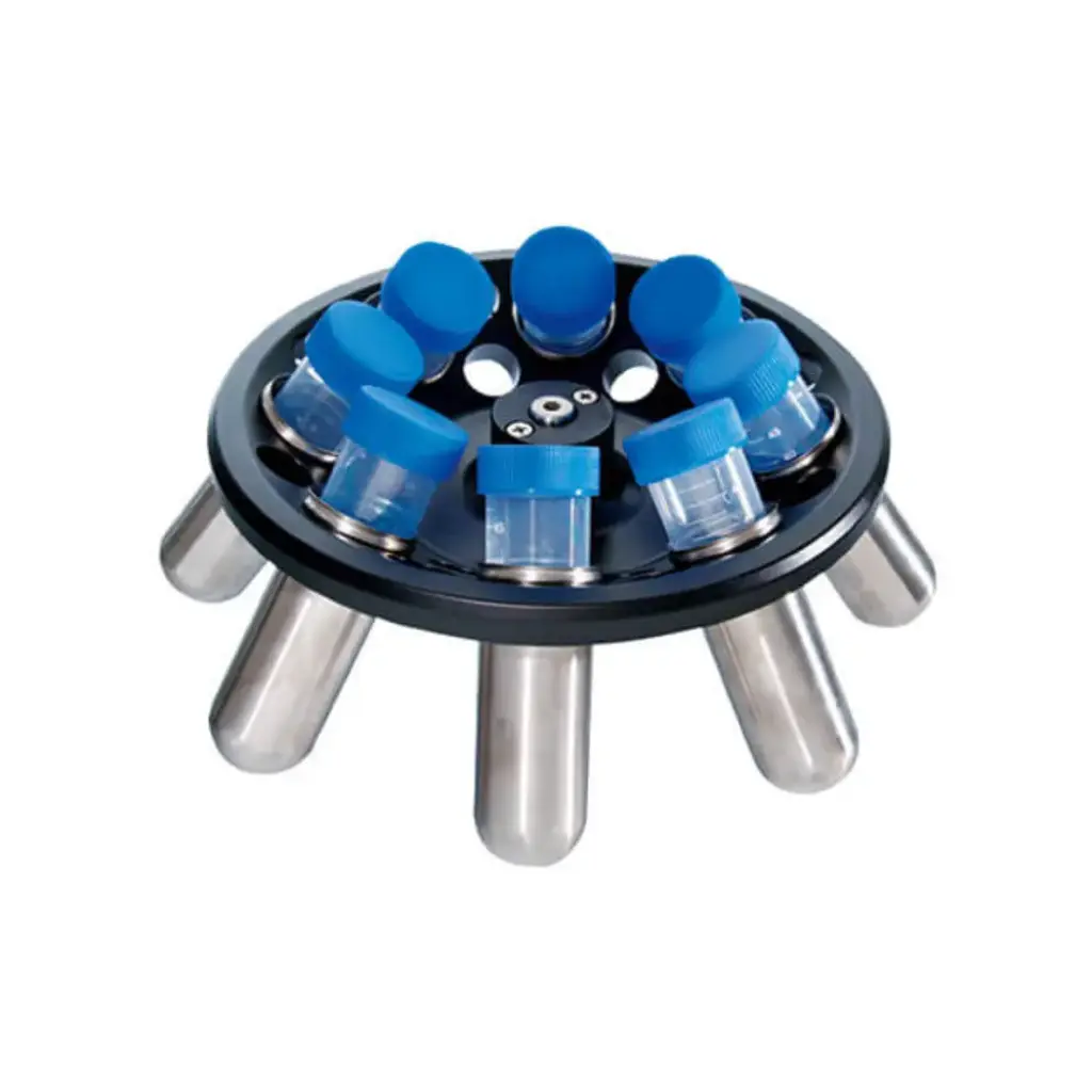 Fixed angle rotor 15mL x 16 / 50mL x 8 capacity, RCF: 3460xg max.