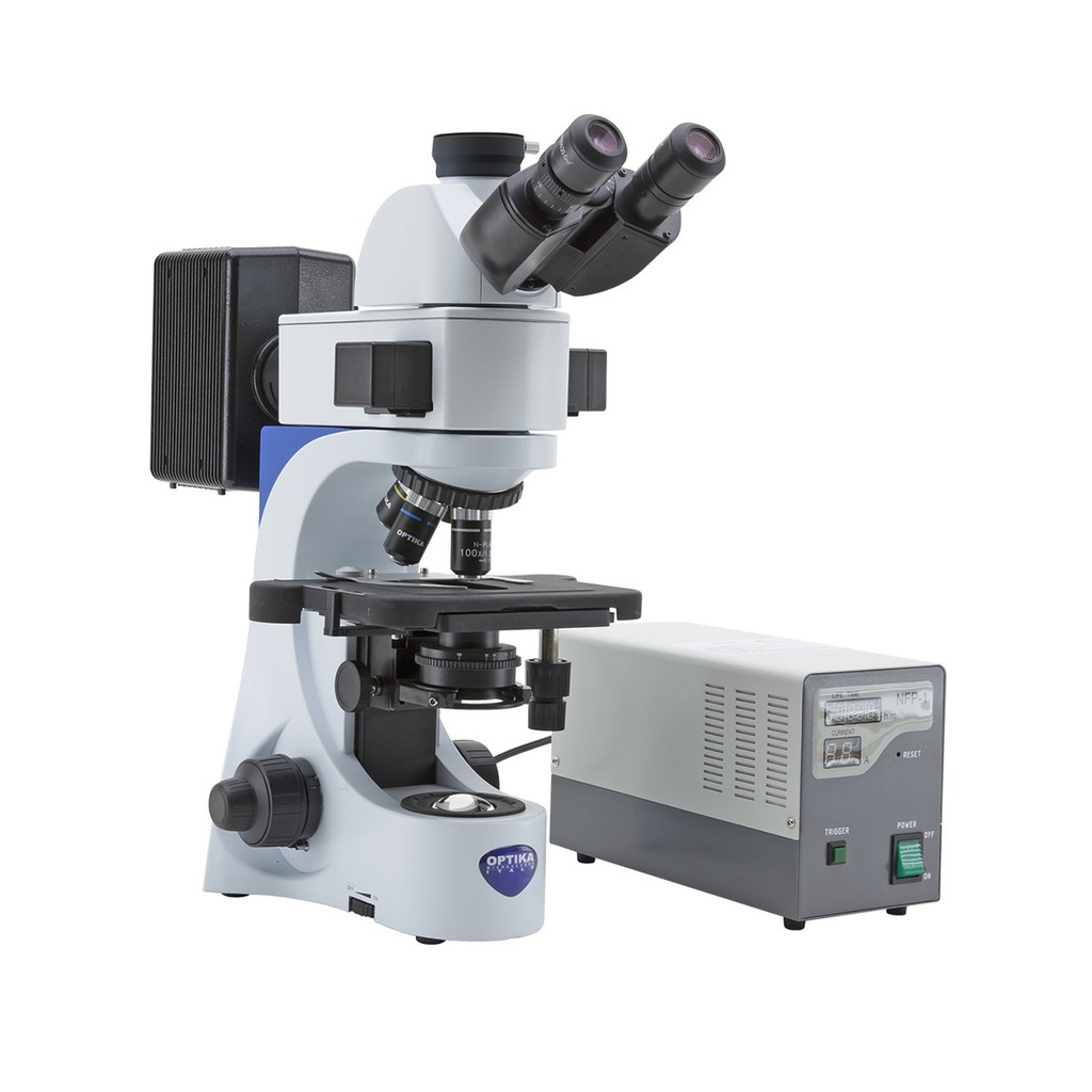 B-380 Trinocular HBO fluorescence microscope, 1000x, IOS PLAN, B&G filter set