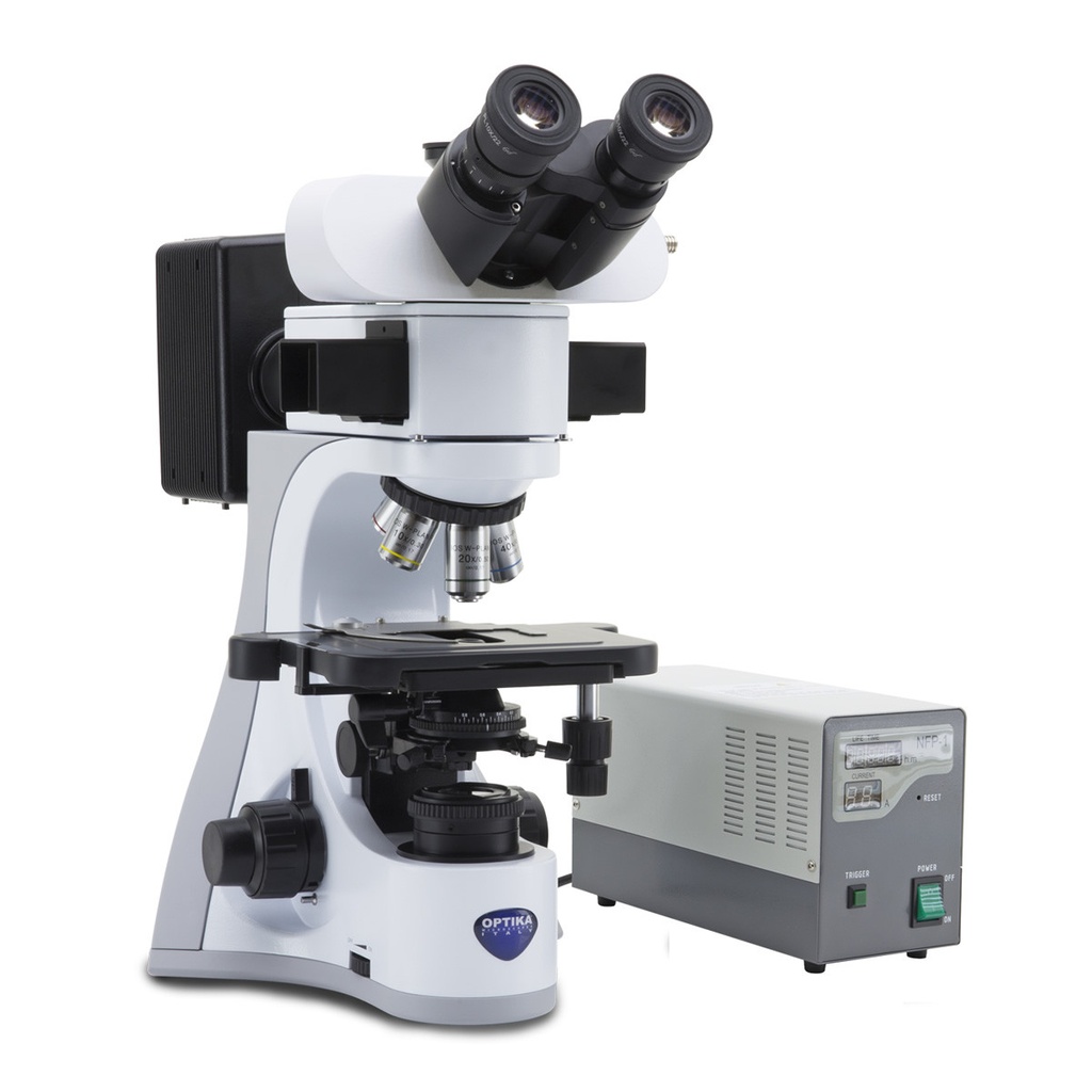 B-510 Trinocular HBO fluorescence microscope, 400x, IOS PLAN F, B&G filter set