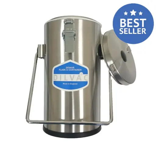 SCILOGEX DILVAC Stainless Steel Cased Dewar Flasks, lids, with lid-clamps
