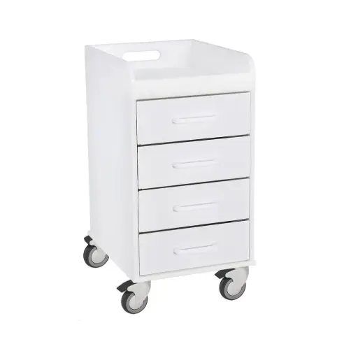 Polyethylene Compact Locking Cart, 14" Width x 27" Height x 19" Depth, 4 Drawers