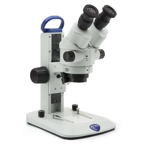 [SLX-2] SLX Stereomicroscope 7x-45x, fixed arm, Zoom ratio 6.43:1, LED Incident & transmitted light, rechargeable batteries not included
