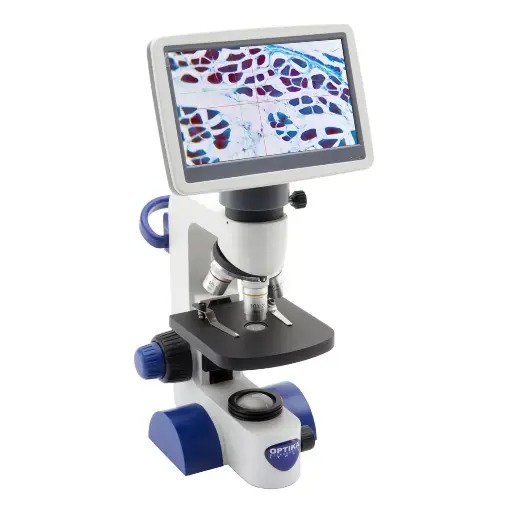 [B-61V] B-60 Monocular brightfield microscope, 400x, with 7" monitor bundle