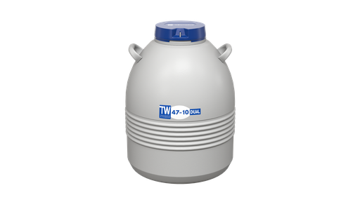 [TW 47-10 DUAL] Taylor Wharton by IC Biomedical – 47-10 Dual Series Small LN2 Freezer/Dry Shipper (Capacity: 3200 x 1/2cc Straws)
