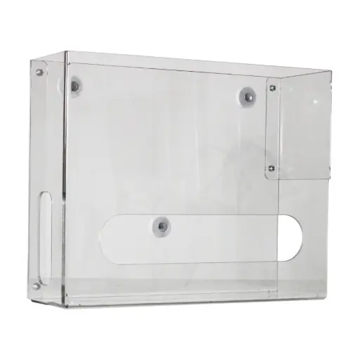 [54025] Vertical Two-Bin Large Clear Kimwipe Dispenser Magnet Mount