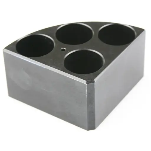 [18900005] Aluminum Black quarter reaction block, 4 holes 16ml reaction vessel 28mm dia x 43mm depth