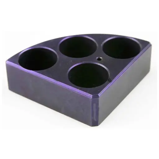 [18900003] Aluminum Purple quarter reaction block, 4 holes 20 ml reaction vessel 28mm dia x 24mm depth