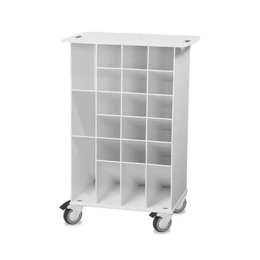 [50741] Angled Pipette Cart with White Drawers